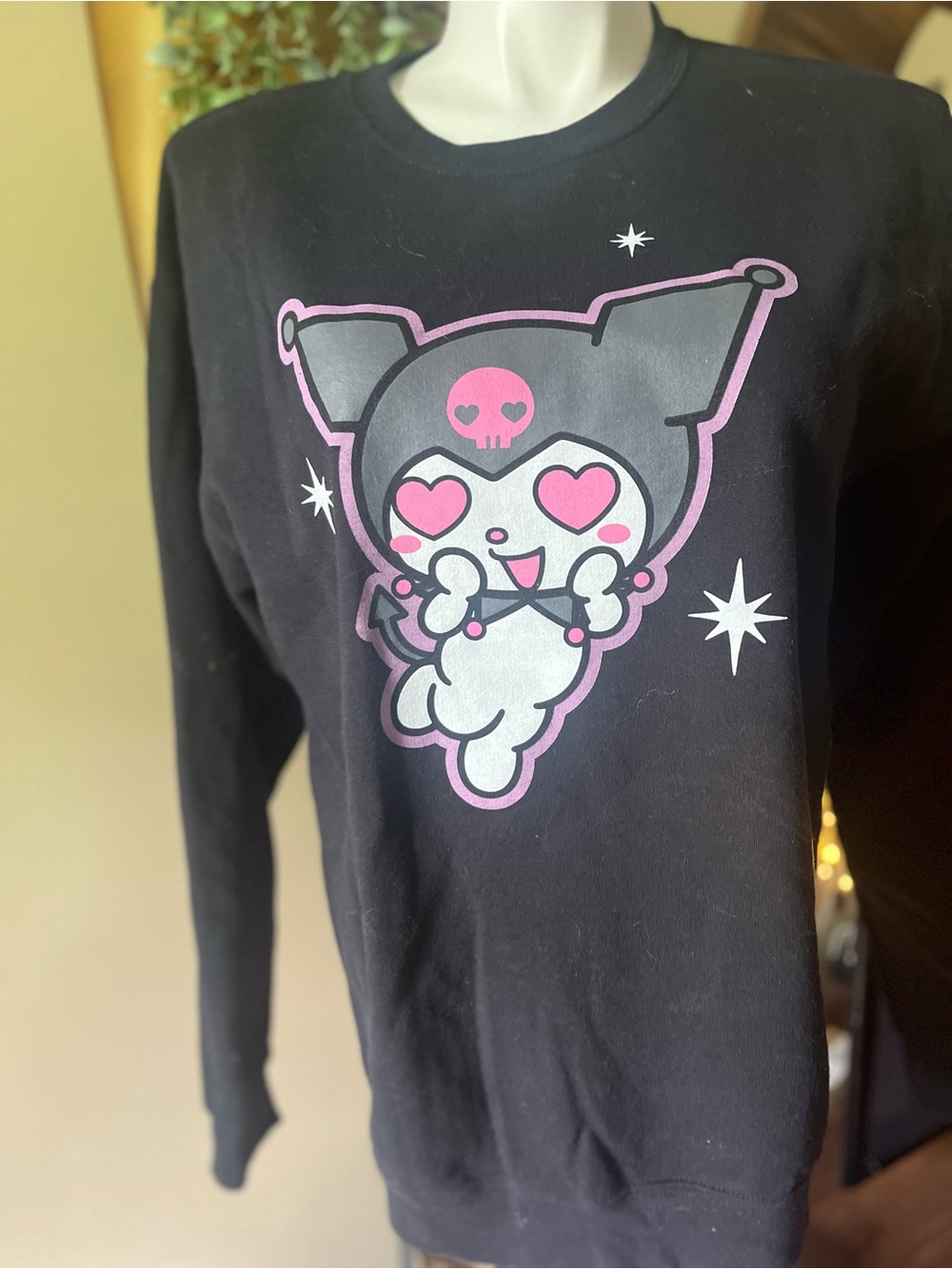 Kuromi Graphic sweatshirt - Black with Pink & White Design